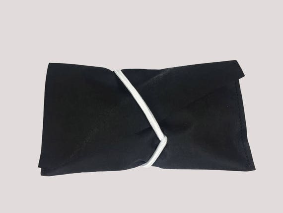 CLUTCH from Jacron black with white rubber band minimalist design Black evening bag