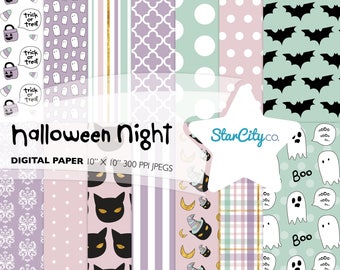 Halloween Digital Paper Pack, Halloween Paper, Digital Paper, Bat Digital Paper, Black Cat paper, Holiday Paper, Ghost paper, Commercial use