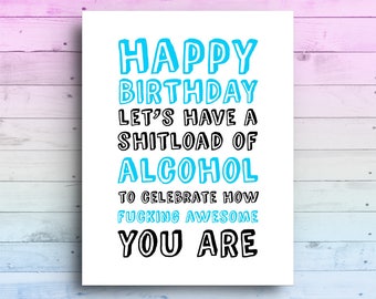 Funny Birthday card Ship Faced Drunk Birthday Card Rude