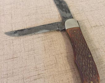 Schrade Walden Pocket Knife, folding knife, 2 blade, 225H USA 1950's New York, 9 inch knife
