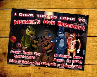 Five Nights At Freddy's Invitation, You Print Invitation, FNAF Birthday, Five Nights At Freaddy's Invite, FNAF Themed Birthday Party Invite
