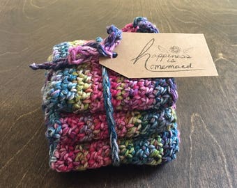 Handmade Crocheted Washcloths, Set of 3