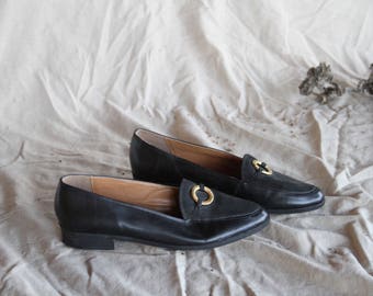 Vintage Black Leather Loafers