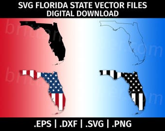 Florida State American Flag SVG Clip art Vector - Cutting Files for Cricut, Silhouette - eps dxf svg png - State Outline, Cut File, Template