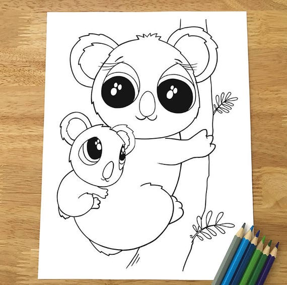 Download Cute Koala Bear Coloring Page Downloadable PDF file