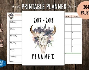 2017 Planner, 2018 Planner, Adventure Planner, Finance Planner, Weekly Planner, Skull, Boho Planner, Planners and Organizers, US Letter
