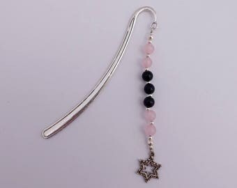 Bookmark Onyx and pink quartz - on request with name pendant