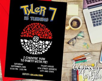 Pokemon Invitation. Pokemon Birthday Invitation. Pokemon Birthday Card. Pokemon Party. Pokemon GO Invitation. Pikachu Invitation.