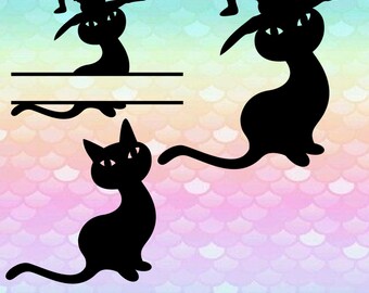 10 Cat Images Halloween frame Svg Monogram Font Svg Alphabet Cut Files Silhouette Studio Cricut Svg Dxf Png digital art