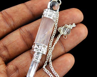 Pink Rose Quartz Healing Ball Point Pendulum