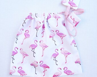 pochette tissu 22 x 17 cm original "flamant rose" cadeau