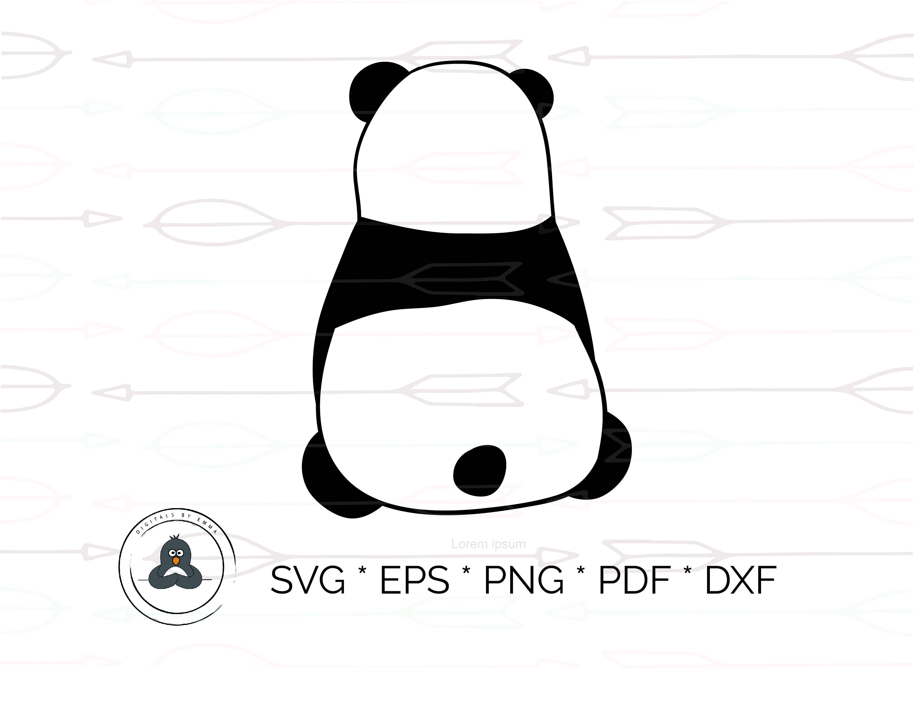 Download Panda Cute Panda Silhouette SVG & Dxf Cutting Files for