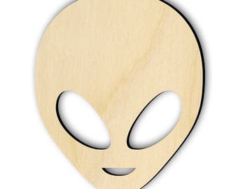 Set of Small Wooden Alien Heads, Choose Size, Set of 2-10pcs, Blank Wood Craft Shapes Decoration, Decoupage, Decor