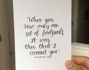 footprints poem quote | postcard