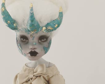 MitsukuniAesthetics OOAK Monster High Doll Custom Repaint Art Doll Horned Girl