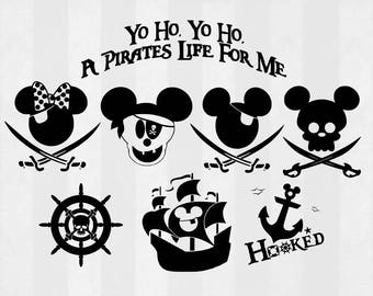Mickey Pirate SVG Bundle, Mickey clipart, Mickey cut files, svg files for silhouette, files for cricut, svg, dxf, eps, cuttable design