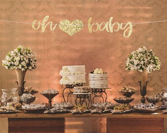 oh baby banner, oh baby garland, baby shower banner, baby banner, baby shower decor, gold baby shower decor, oh baby sign