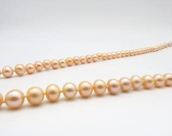 ASAMAG-Peach Pearl Long Necklace-approximately length of 186 cm