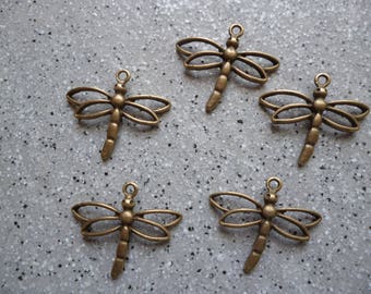 Lot de 5 Breloques Papillons en métal bronze, pendentif papillon, accessoires bijoux