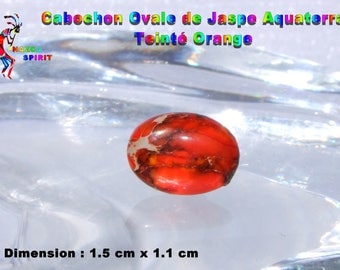 1 cabochon oval Jasper Aquaterra tinted Orange 1.5 cm x 1.1 cm