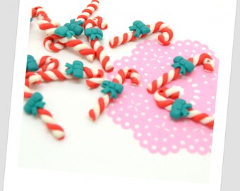 10 charms sugar barley polymer clay