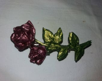 Brooch made of handpainted resin. Pink Purple
