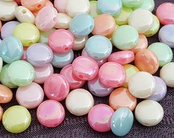 100 perles nacrées AB pastel 8x3 mm smarties