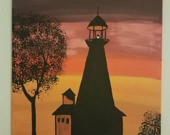 Acrylic painting of a Lighthouse