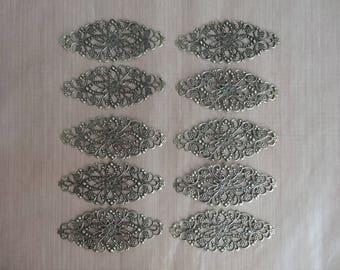 Print filigreed flower motif for jewelry GM - set of 10