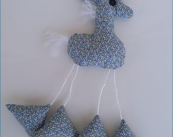 Funny giraffe blue / green for babies / children. Birthstone gift idea.