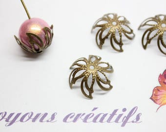 Set of 50 cups flowers 17mm bronze beads 20mm - SC27532-