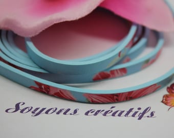 dangles of blue flowers 5mm - Creation jewels - P4603 leather strap-