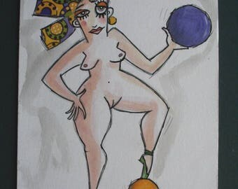 MARTA KNEE * NUDE SCARF * ORIGINAL PAINTING