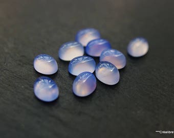 10 cabochons blue agate 8 x 6 mm