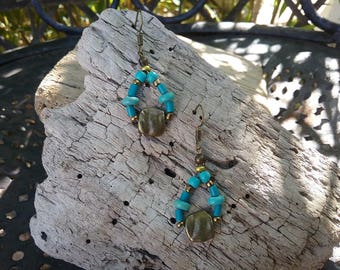 Bronze and turquoise earrings