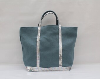 The bag in 100% linen turquoise Green