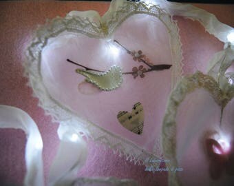 Bright white lace and organza hearts