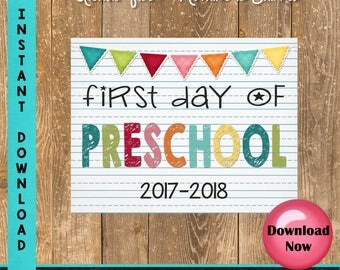 First Day of Preschool Sign - 1st Day of School Sign Printable - First Day of School Sign - Photo Props - Chalkboard Sign