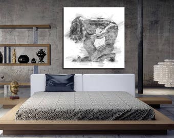 Interior Master Bedroom Wall Art master bedroom art etsy canvas his hers wall abstract print pencil sketch erotic