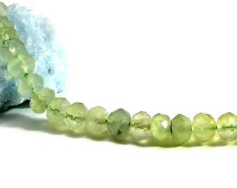 prehnite 6 beads "rondelle faceted 7 x 6 mm", natural stone