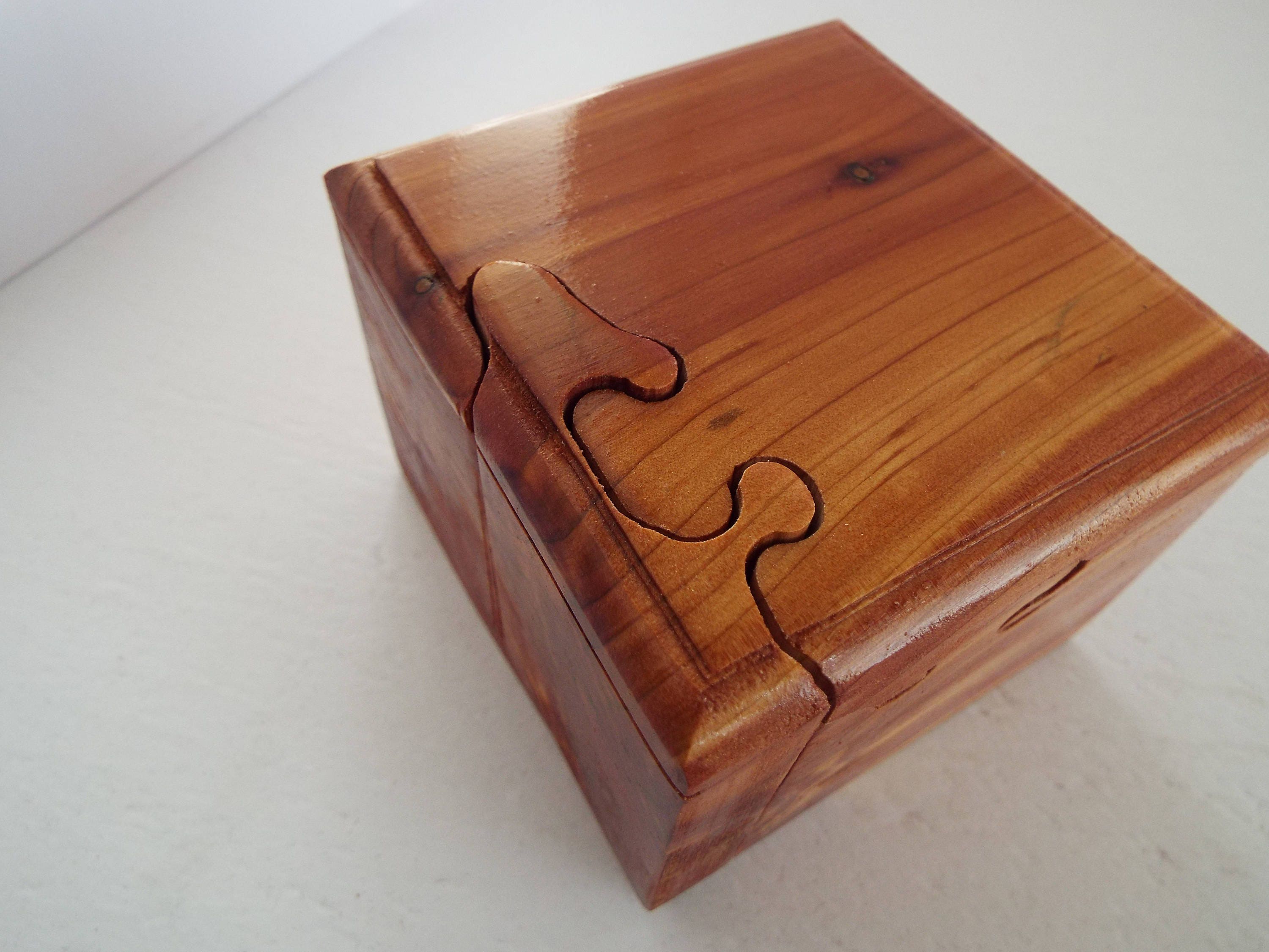 Custom handmade wooden puzzle box aromatic red cedar