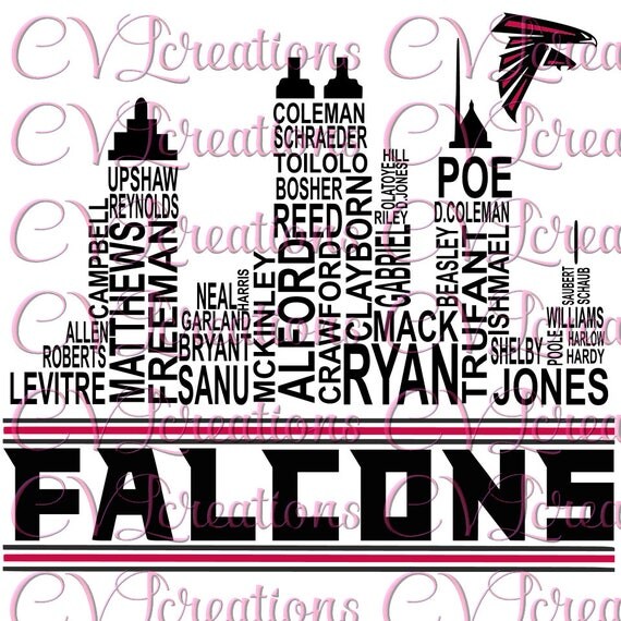 Atlanta Falcons Word Art Skyline SVG DXF PNG