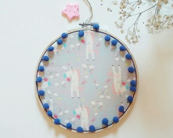 Picture with unicorns-drawing Petit Pois Rose