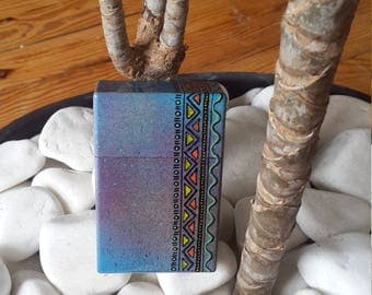 Geometrik cigarette pack cover case, handmade, hand made, worn package, creation, original, cigarette case, case, gift, gift