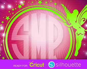 SVG TINKERBELL SVG Tinkerbell monogram circle border frame Fairy svg Disney svg Cut Files for Cricut Silhouette clipart Dxf