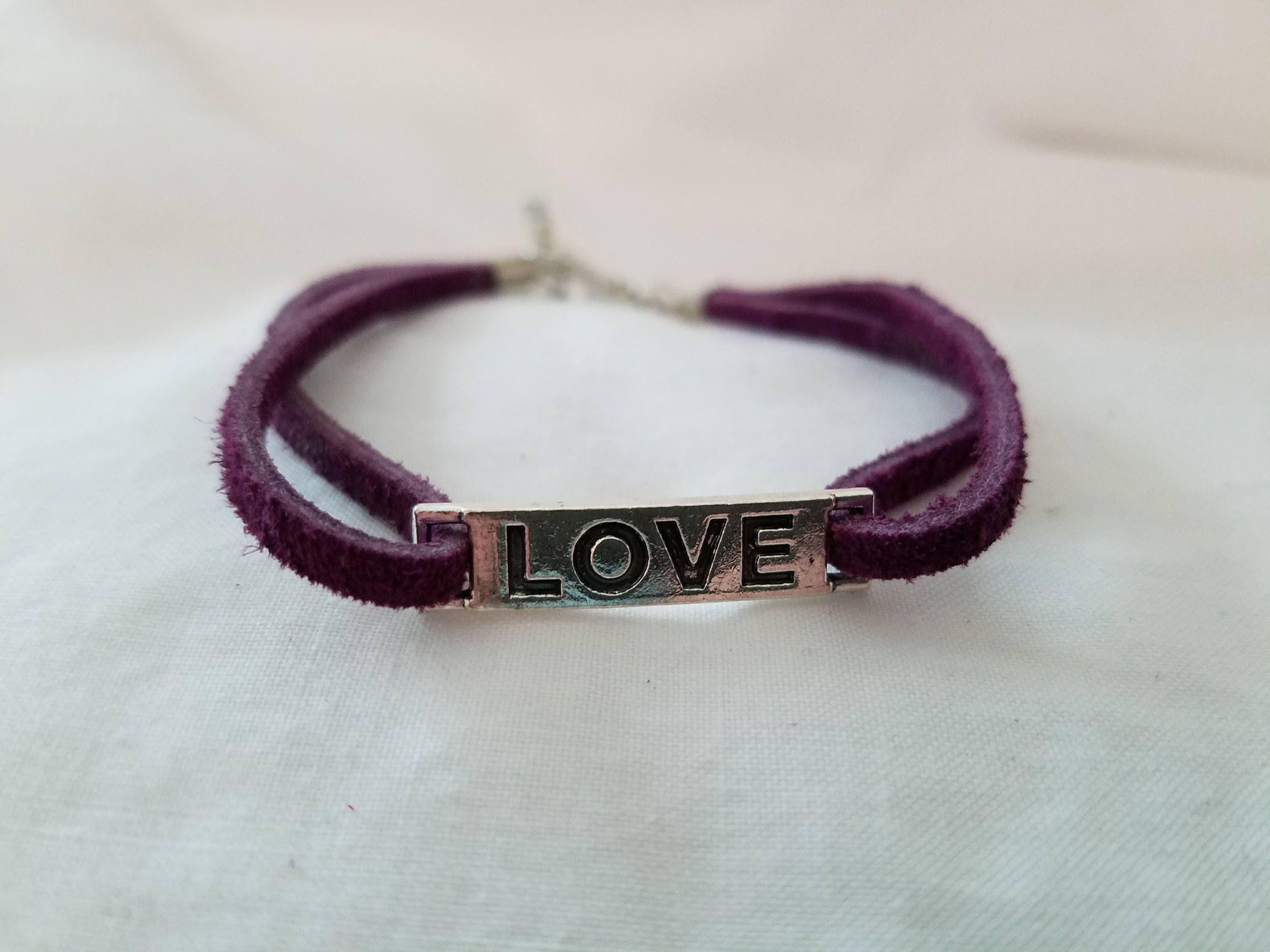 Love Cord Bracelet love connector silver leather cord