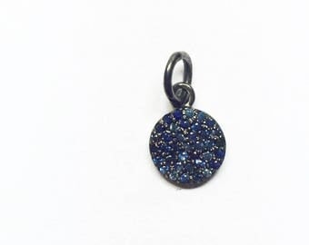 Sterling Silver with Blue sapphire Round Charms