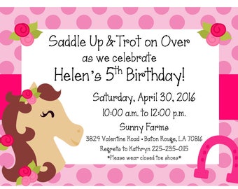 Horse Birthday Invitation for Girls