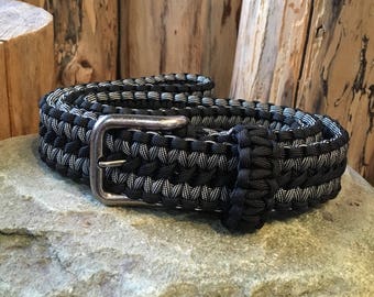 Paracord Survival Belt Black With Nickle Buckle Xs S M L