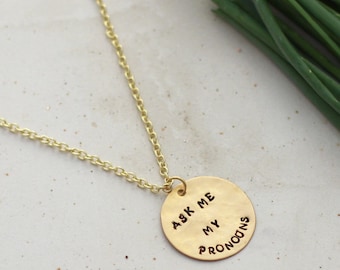 Pronoun Necklace, Gender Fluid, Non Binary, LGBTQ, Trans, Pride Jewelry